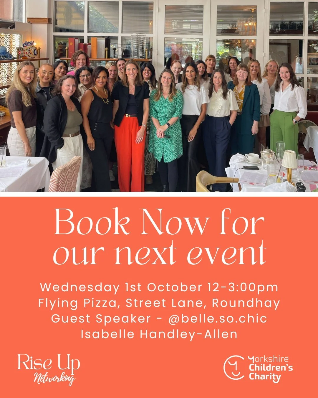 Have you got your ticket yet? ⏰ 

Just one week to go until our next Rise Up Networking event at The Flying Pizza!

An afternoon of connection, insights, and inspiration &ndash; plus a fantastic talk from our guest speaker @belle.so.chic.

📅 Wednesd