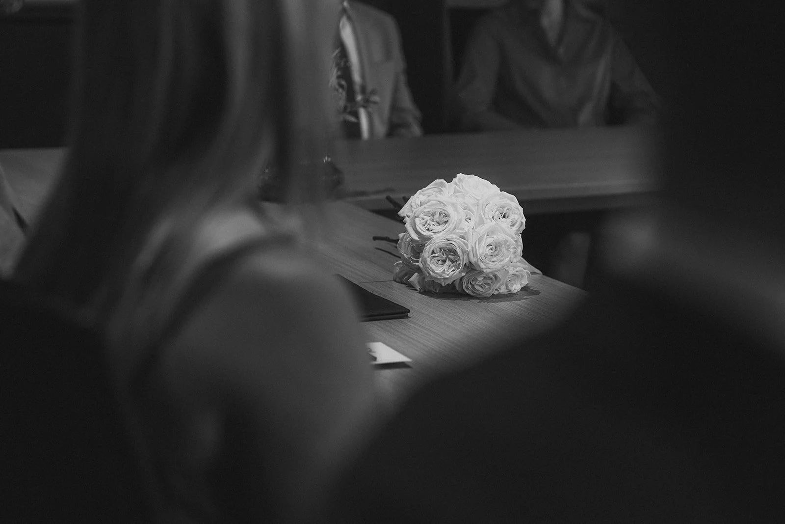 a bride's bouquet during an intimate wedding ceremony
