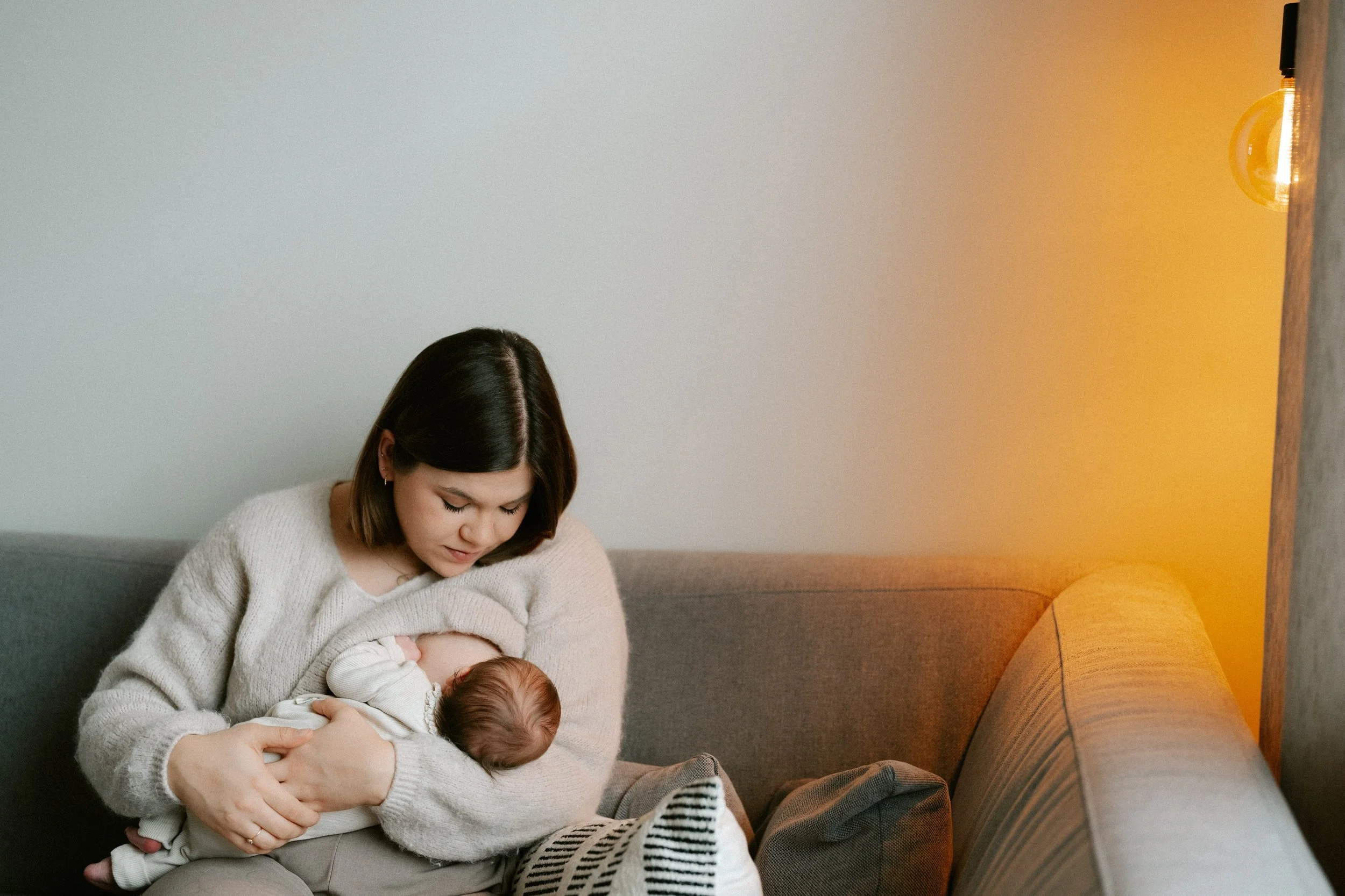 newborn baby photographed during a peaceful moment at home