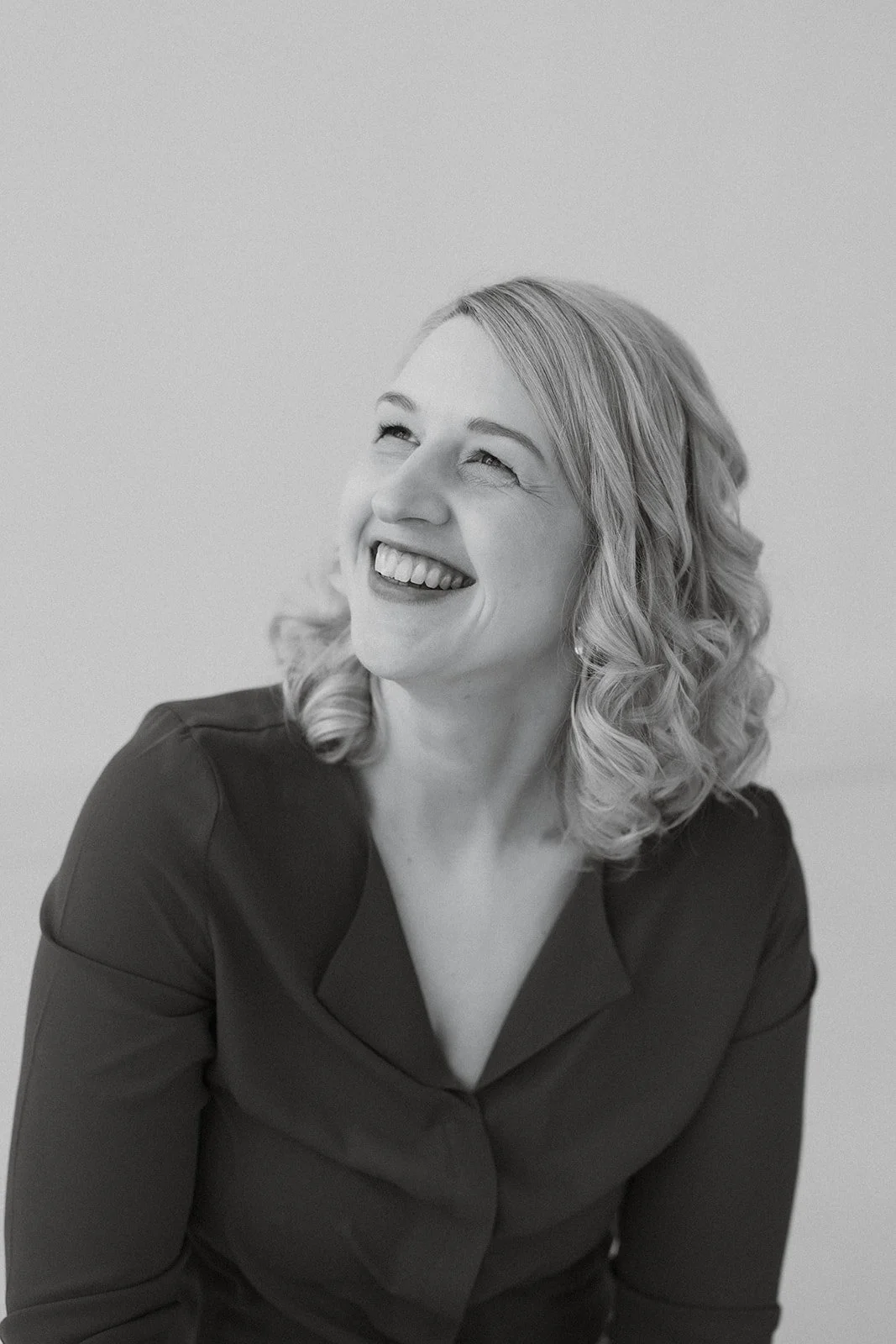 black and white portrait of a wedding planner during a branding photoshoot