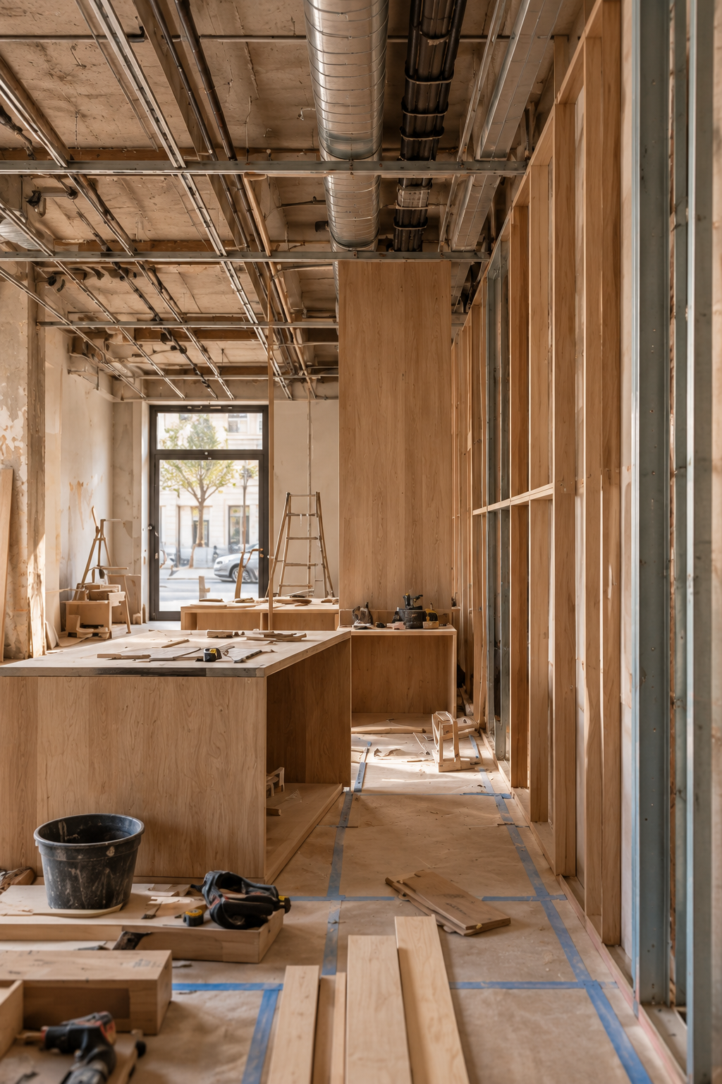 Ejecución de obra durante la reforma de un local comercial en Zaragoza