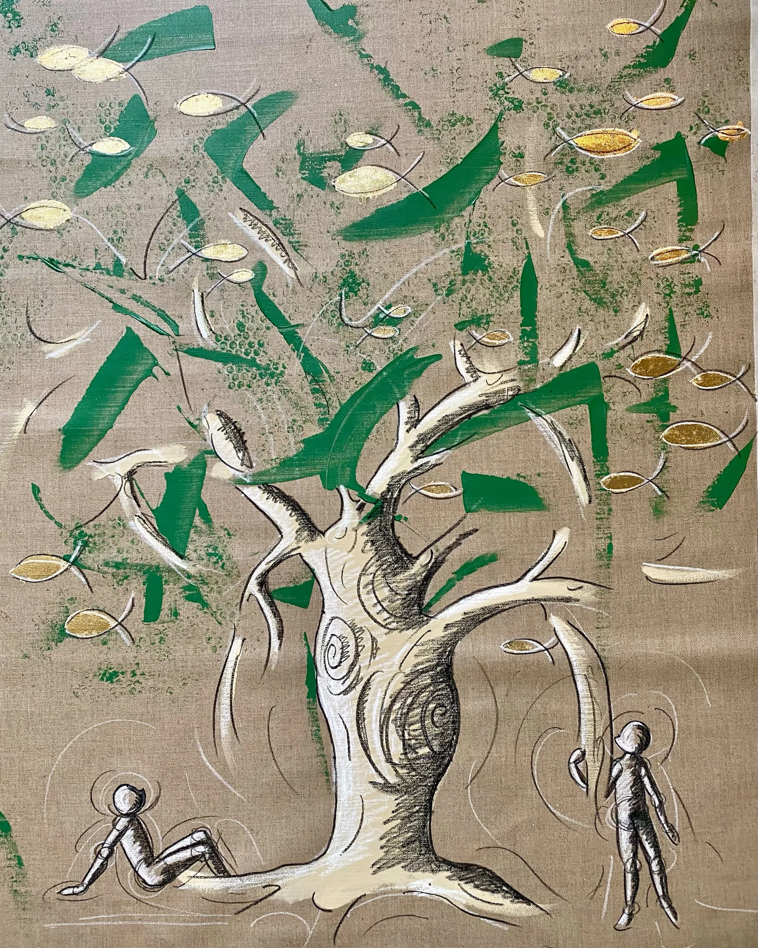 "Alberi del mare verdi 1" - Tecnica mista su tela - 110X90 cm - Venduto