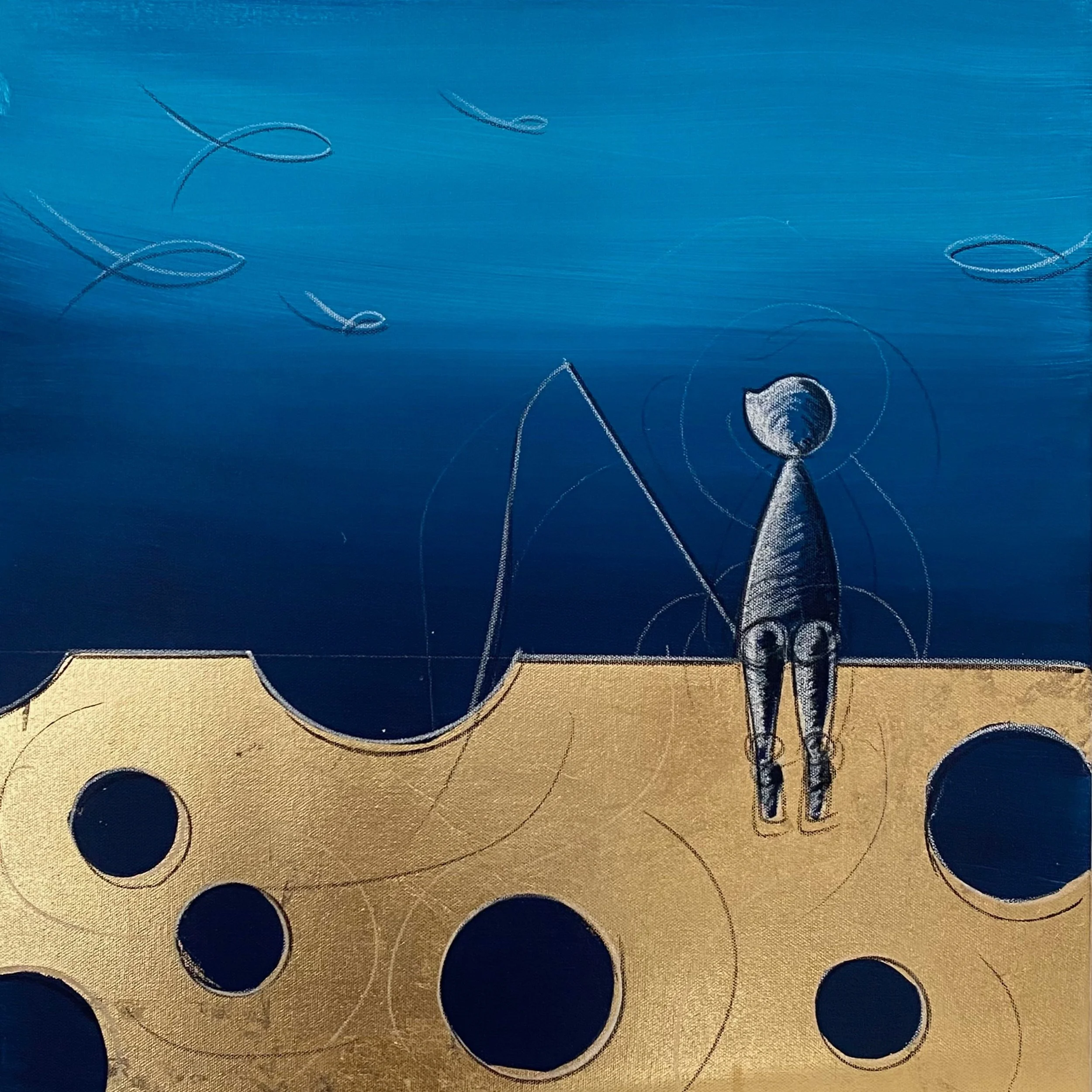 "Pescare" - Tecnica mista su tela - 50X50 cm - 2025