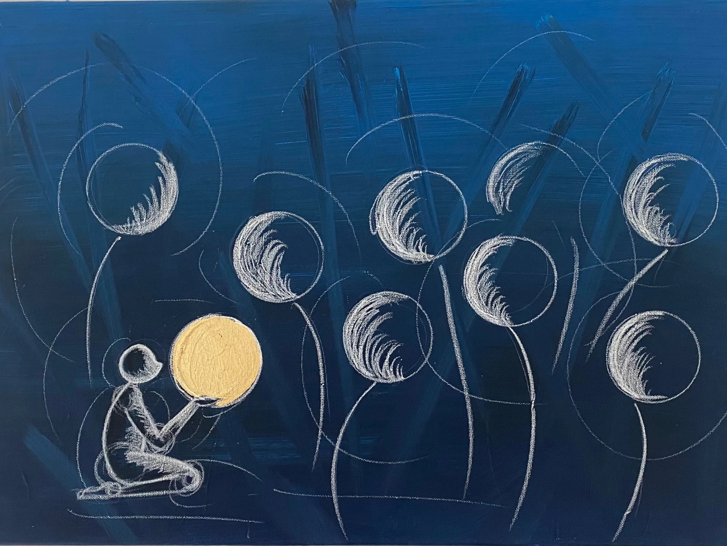 "Stelle e fiori" - Tecnica mista su tela - 50X70 cm - 2023