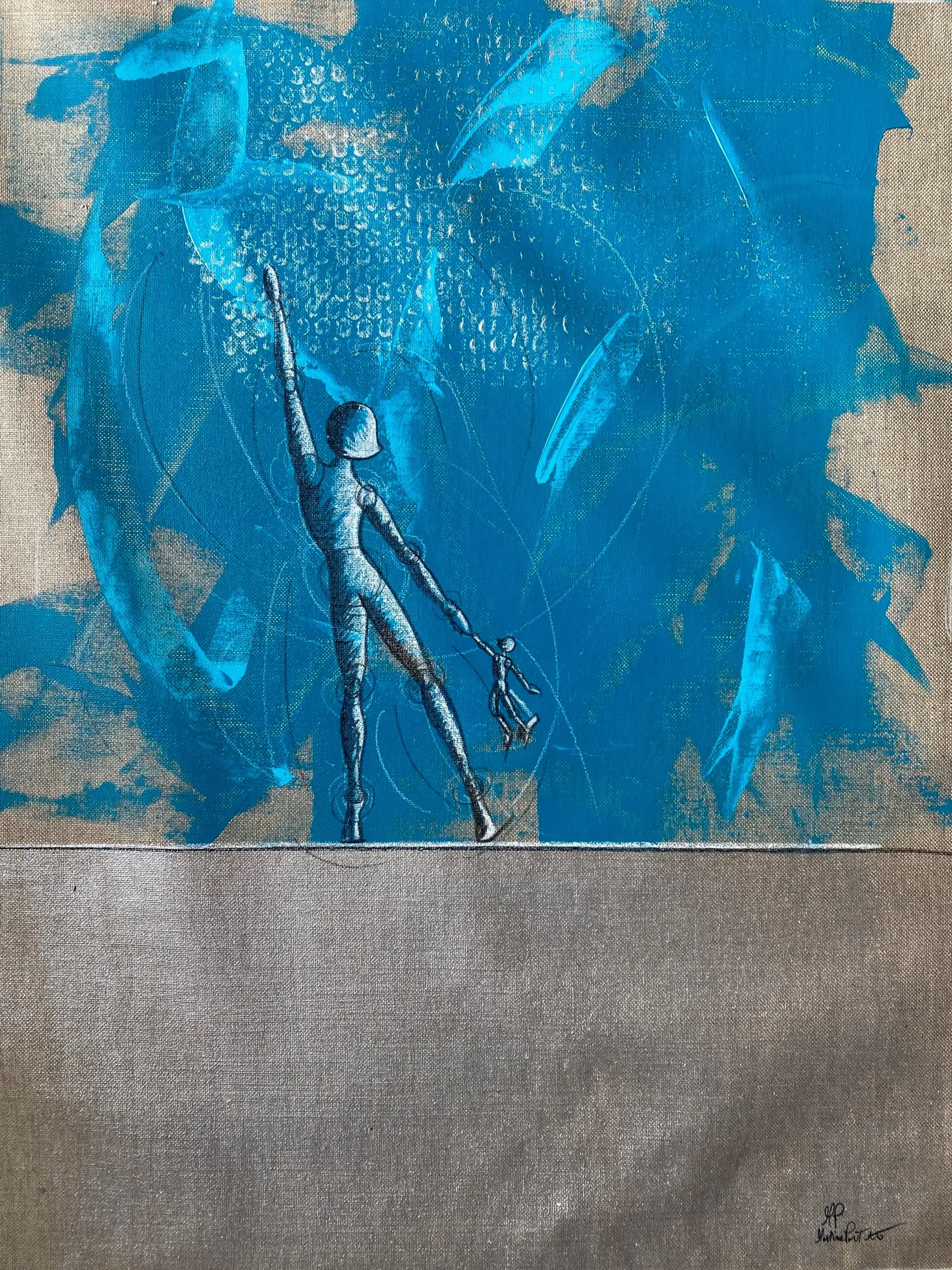 Ballerina con manichino - Acrilico, pastello e carboncino su tela - 60X35 cm - 2025