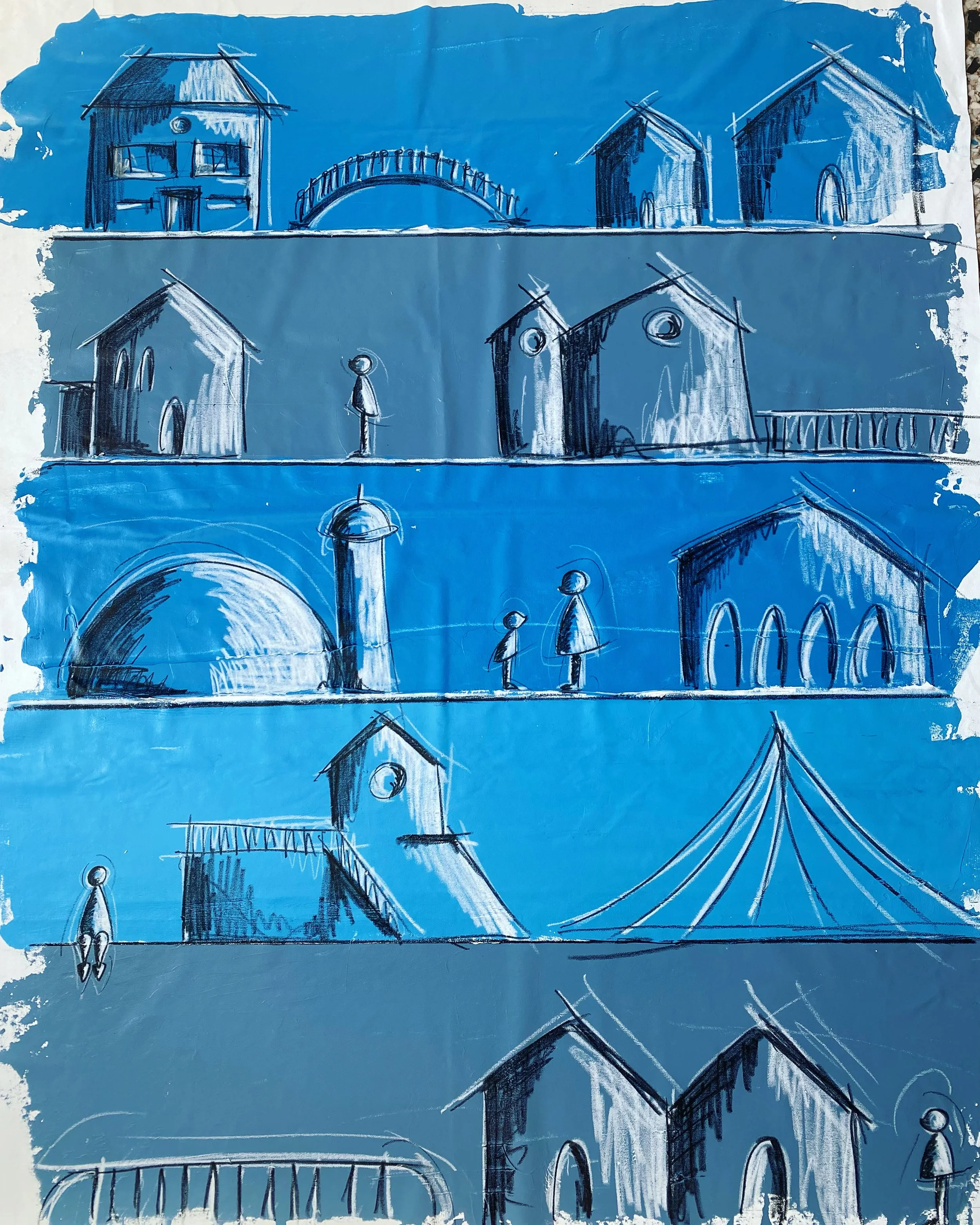 “Città” - Acrilico e pastello su tela - 120X80 cm - 2023 - Venduto