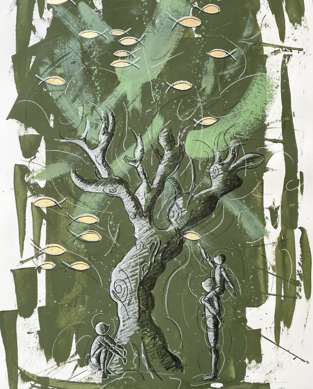 "Albero verde" - Tecnica mista su carta
100X70 cm - 2024