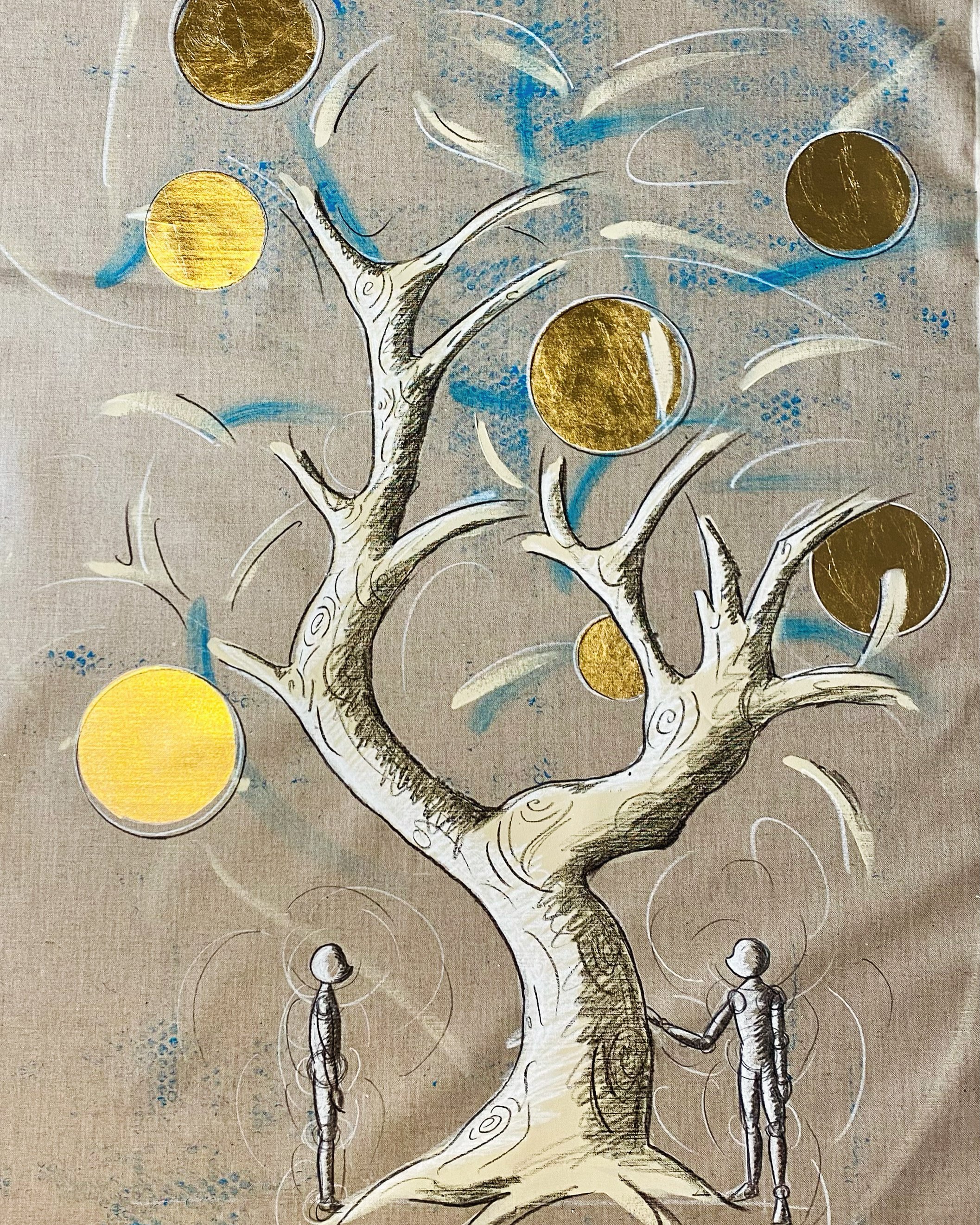 Albero e stelle - Tecnica mista su tela - 120X90 cm - 2025