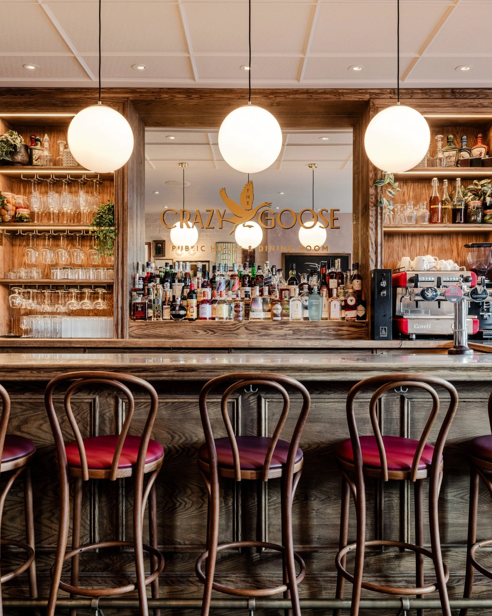 The bar at The Crazy Goose in Brighton.