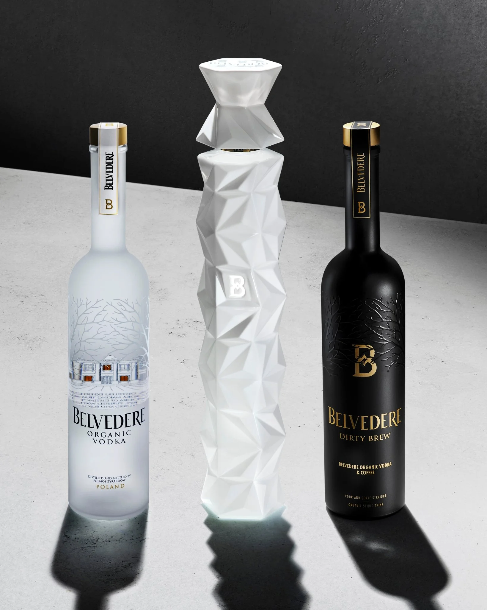 The Belvedere Vodka range of bottles.