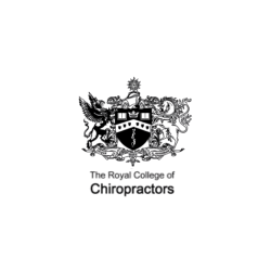 Logo of The Royal College of Chiropractors with crest and motto
