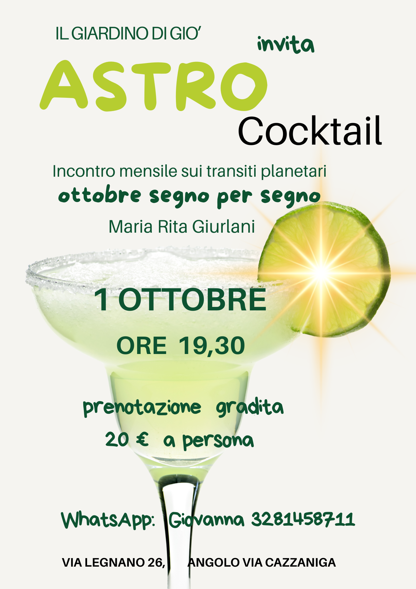 Evento ASTRO Cocktail incontri sul energia dei transiti Uomo-Universo