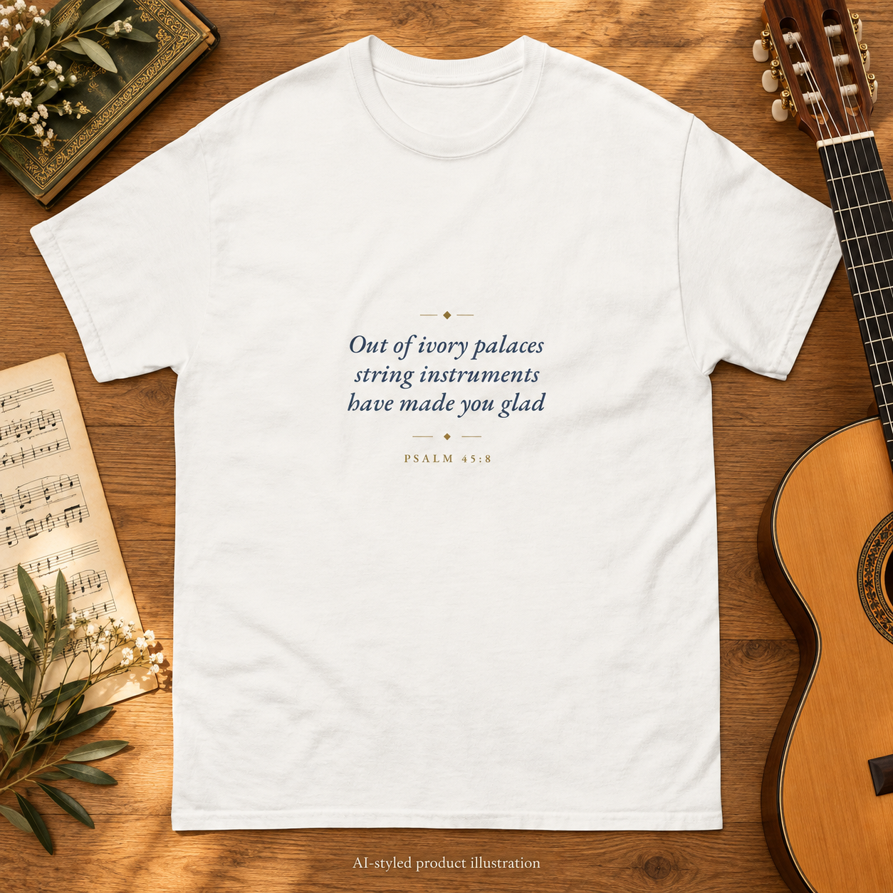 Psalm 45:8 T-Shirt (Light Collection)
