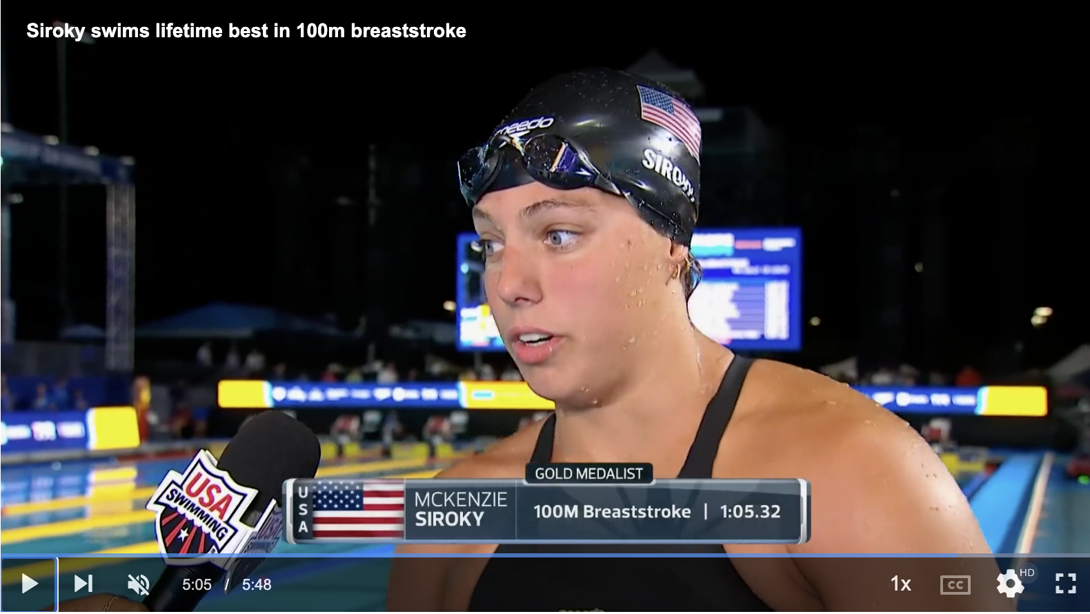 Siroky swims lifetime best in 100m breaststroke