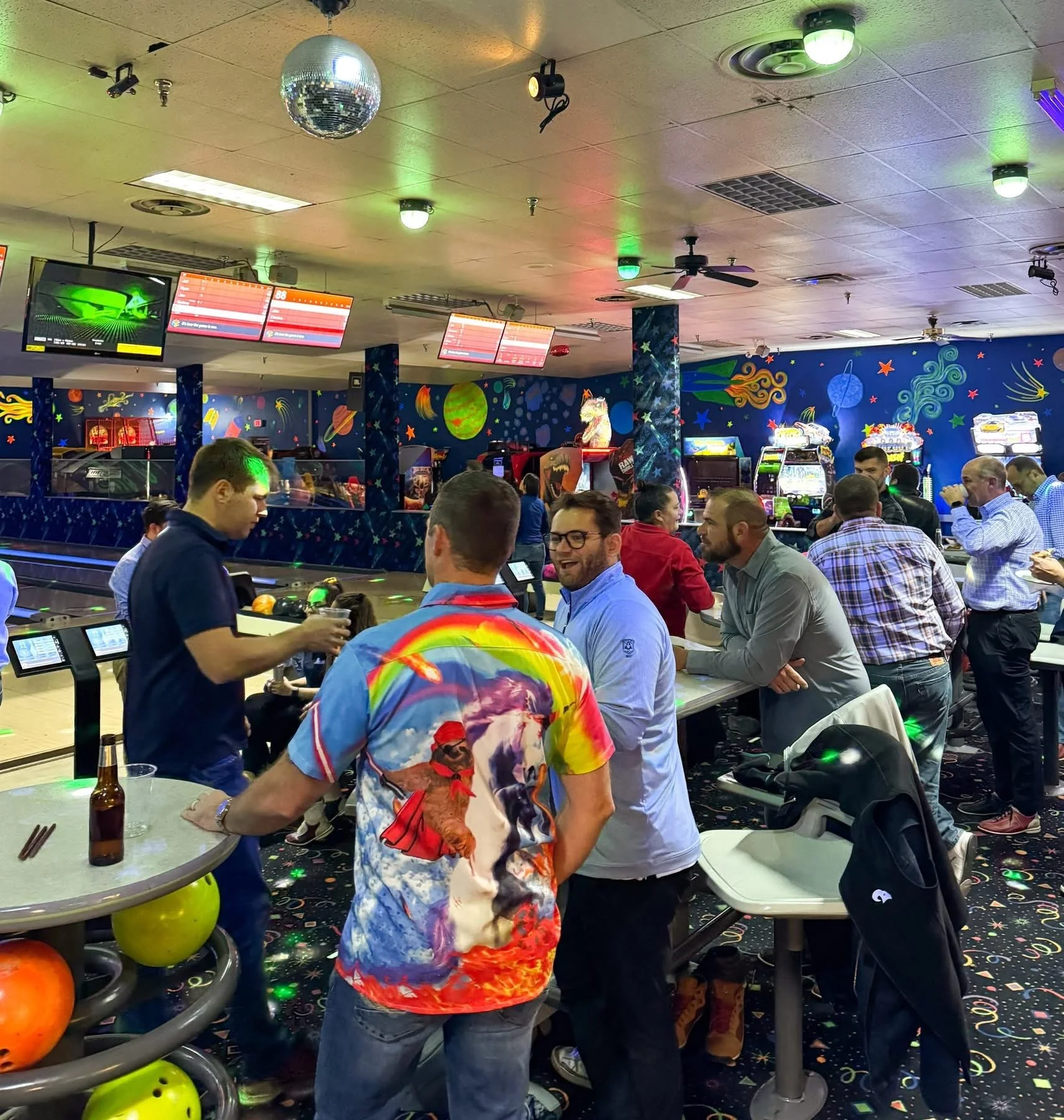 Brightly colored bowling alley