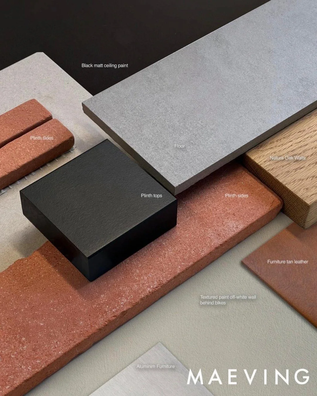 A glimpse at the materials shaping our latest space for @Maevingelectricmotorcycles⚡️⁠
⁠
Richlite counters - sustainable and paper-based, developing character as they age.⁠
Ema Terracotta clad plinths by @Claybrook.⁠
Press-braked stainless steel besp