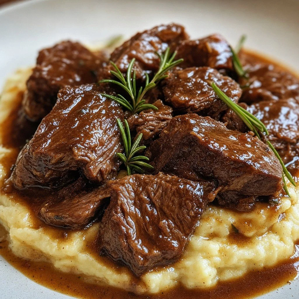 Grass-fed beef pot roast served over a seasonal root vegetable mash.