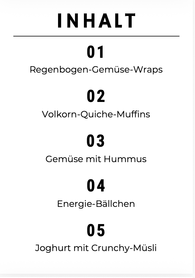 Inhaltsverzeichnis Gesunde Brotbox-Rezepte für Kinder