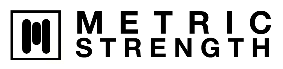 Metric Strength logo with Marketing & Main support, representing performance-focused strength training and fitness coaching.