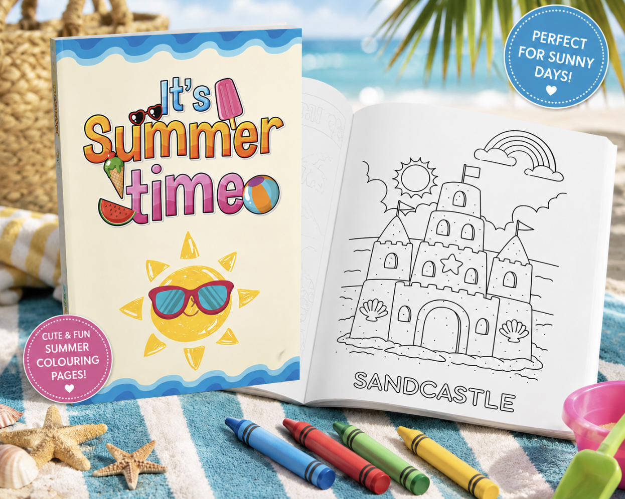 Summer Colouring Book with Crayons