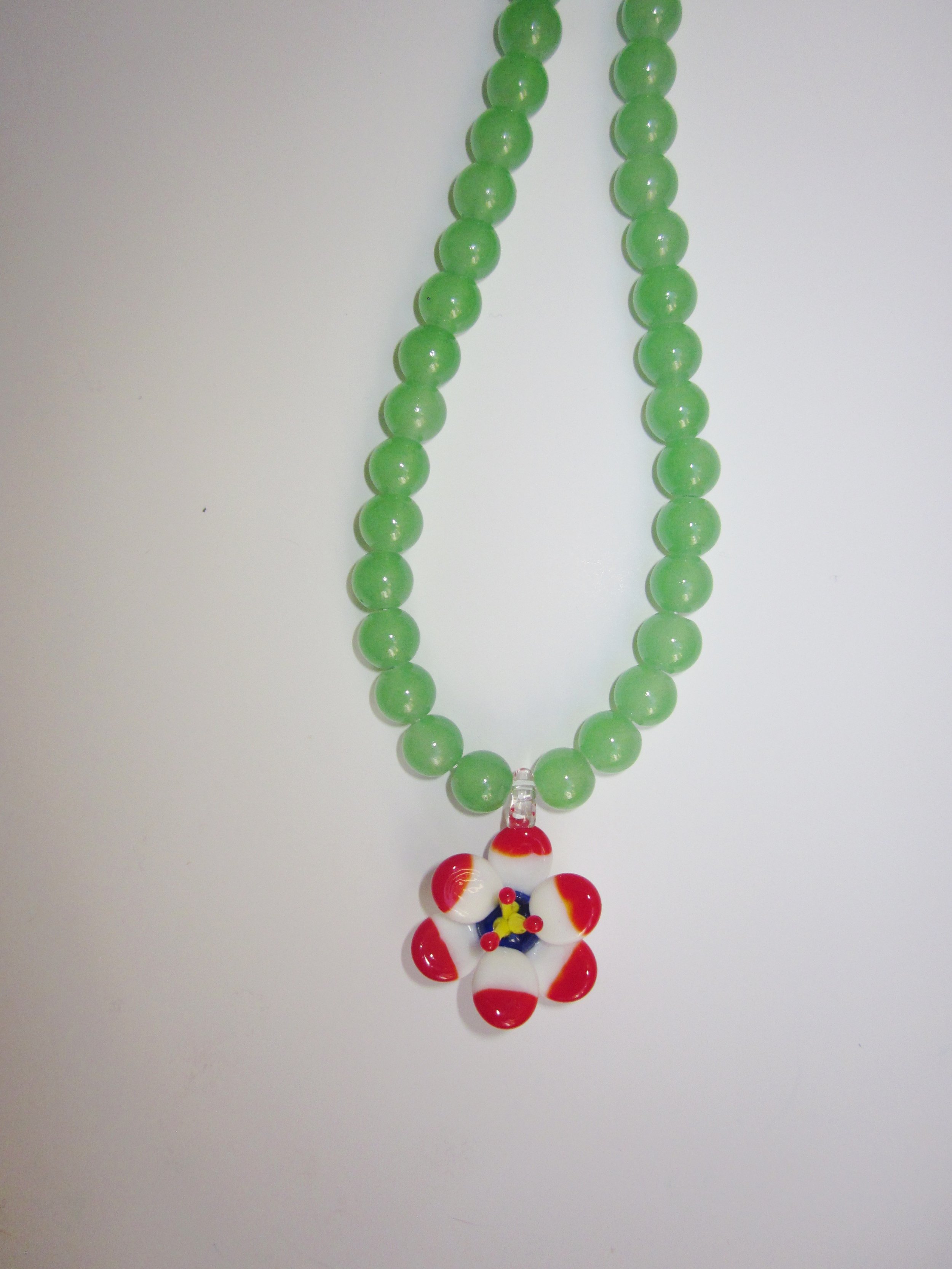 Red Flower & Green Beads