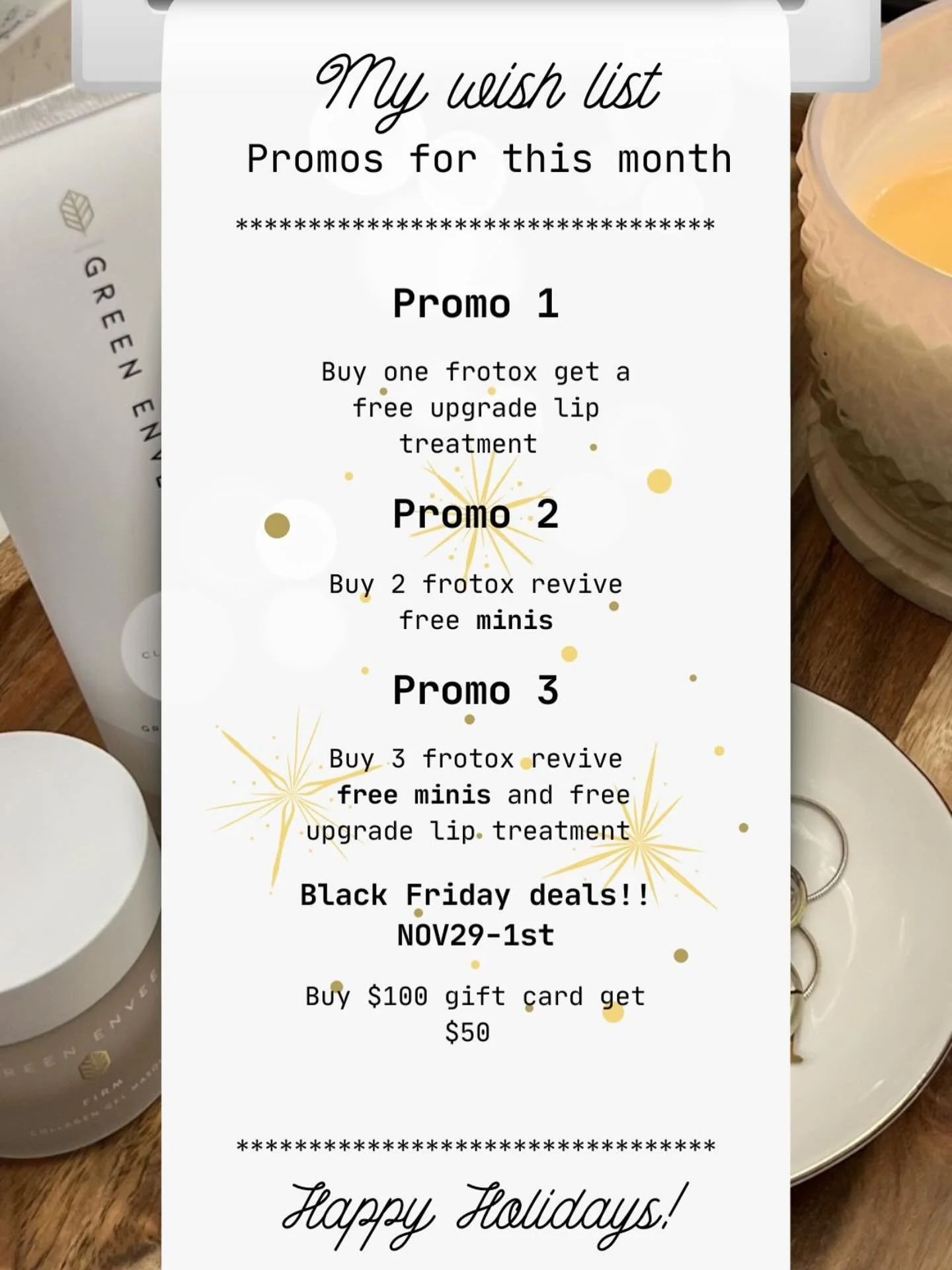 Your holiday glow starts now ✨
This month and next month&rsquo;s promo is perfect for getting picture-ready. 
 Book today !! Link in bio 
#frotox #facial #blackfridaydeals #greenenvee #skinscript #glow #kyletx #budatx #atx #stx