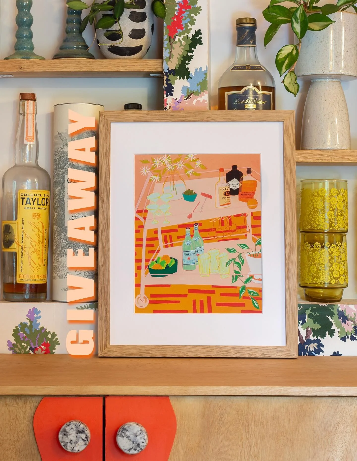Framed &lsquo;Bar Cart&rsquo; print giveaway! I&rsquo;ve been working on offering framing as an add-on to my prints, and thought it&rsquo;d be fun to tease a sample by doing a giveaway! To enter:
-Make sure you&rsquo;re following me
-Tag two friends 