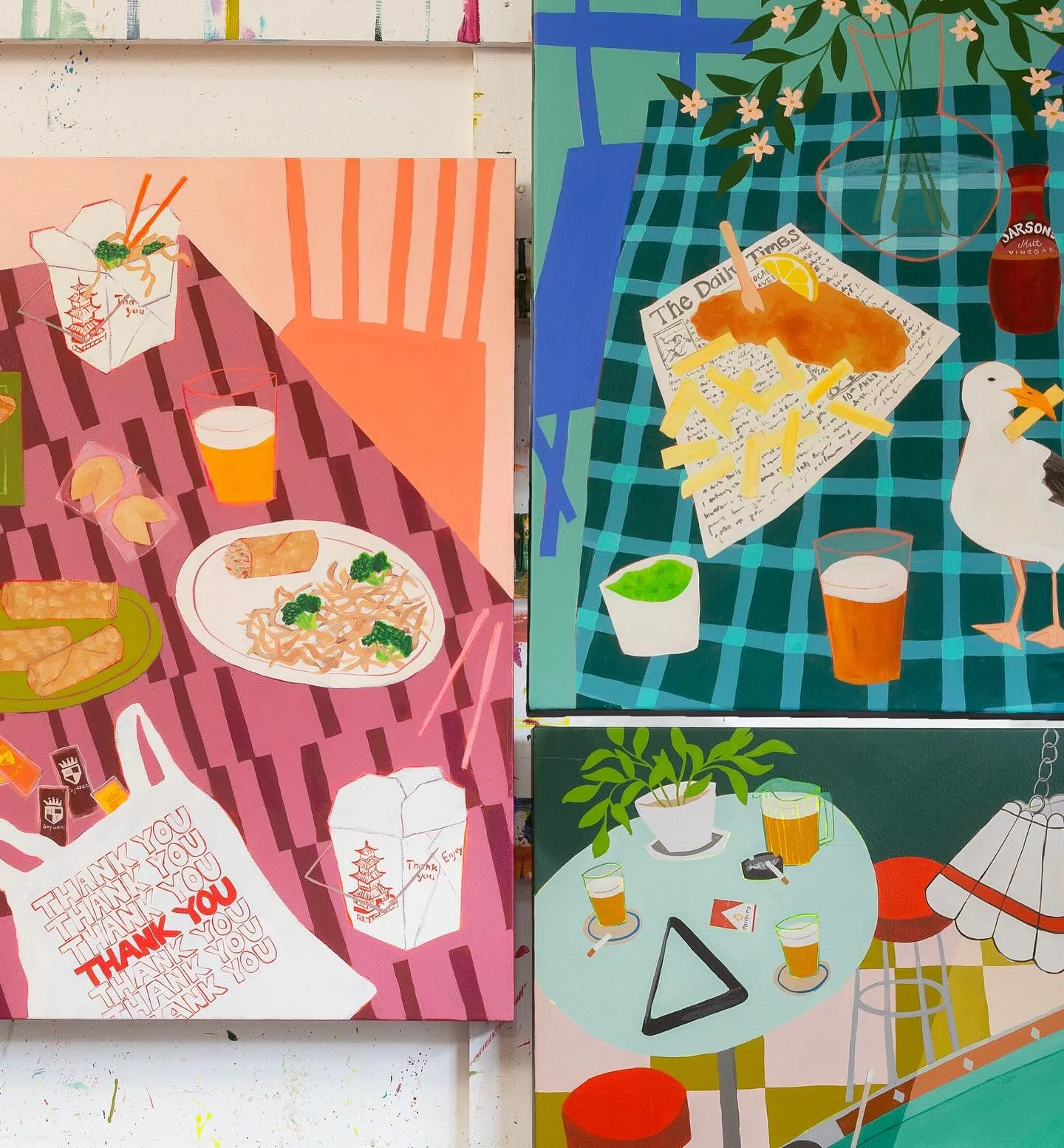 Getting paintings together for @theotherartfair Brooklyn next weekend and I&rsquo;ve noticed there&rsquo;s an accidental theme running through a few of them. 🍺😬