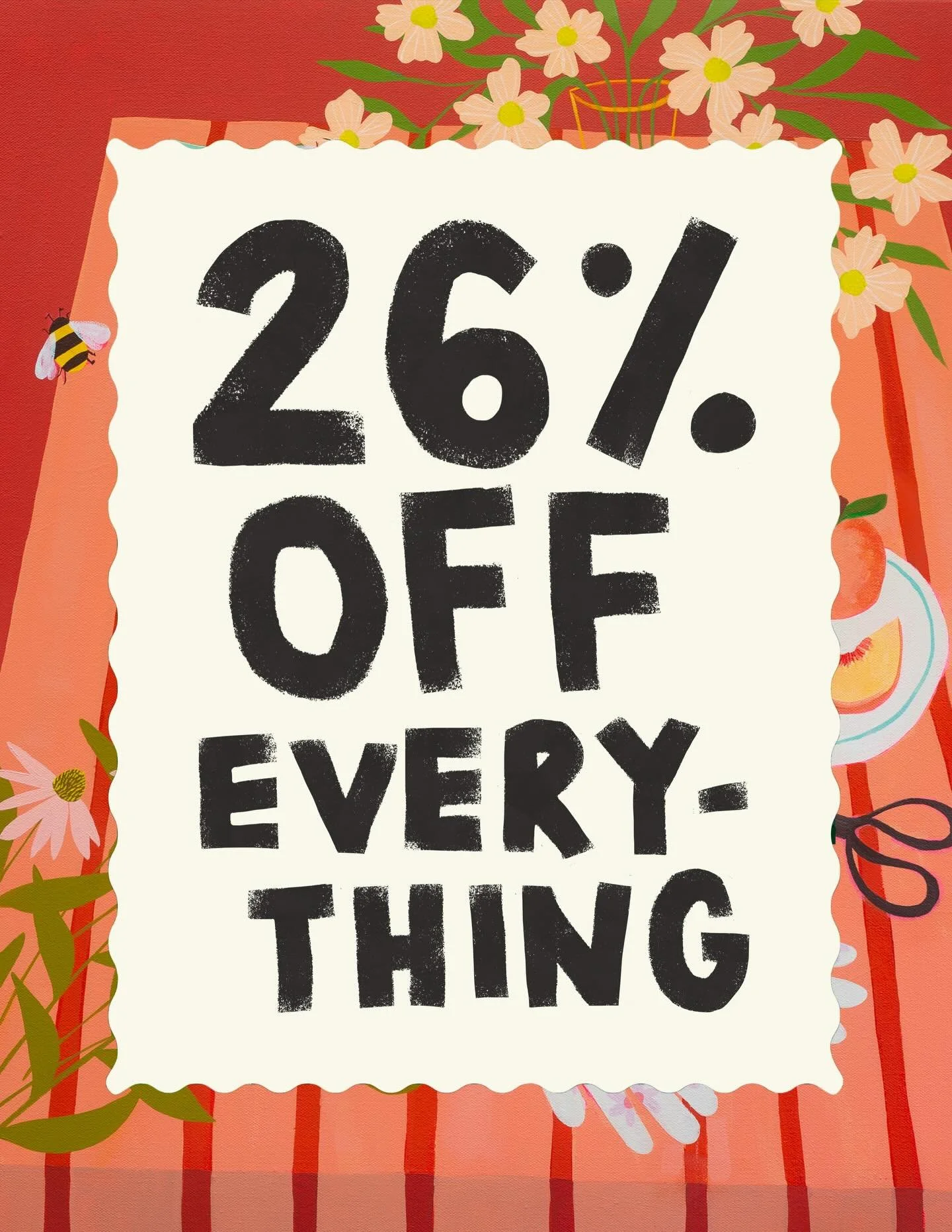 LAST DAY TO SHOP! 26% off EVERYTHING! Paintings, prints, and custom minis. 🩷 discount automatically applied at checkout