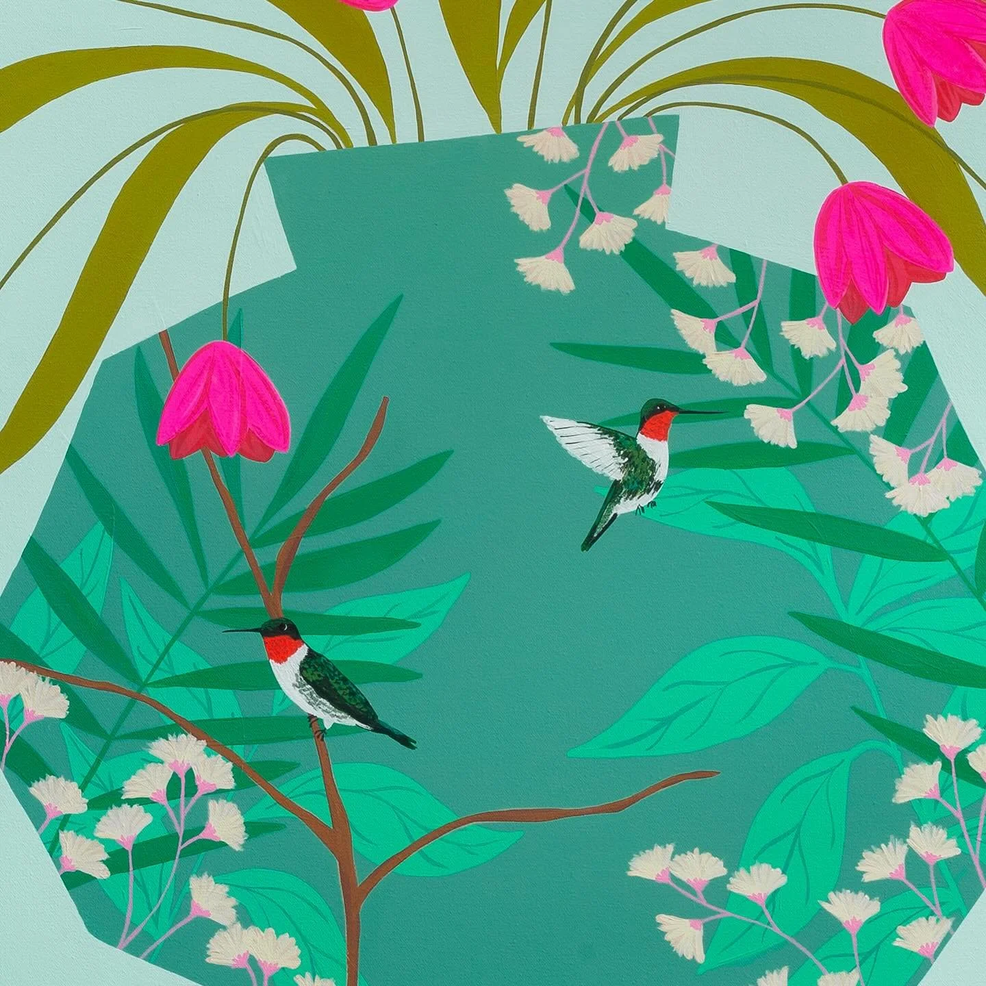 This snow and this commission both have me so ready for hummingbird season.