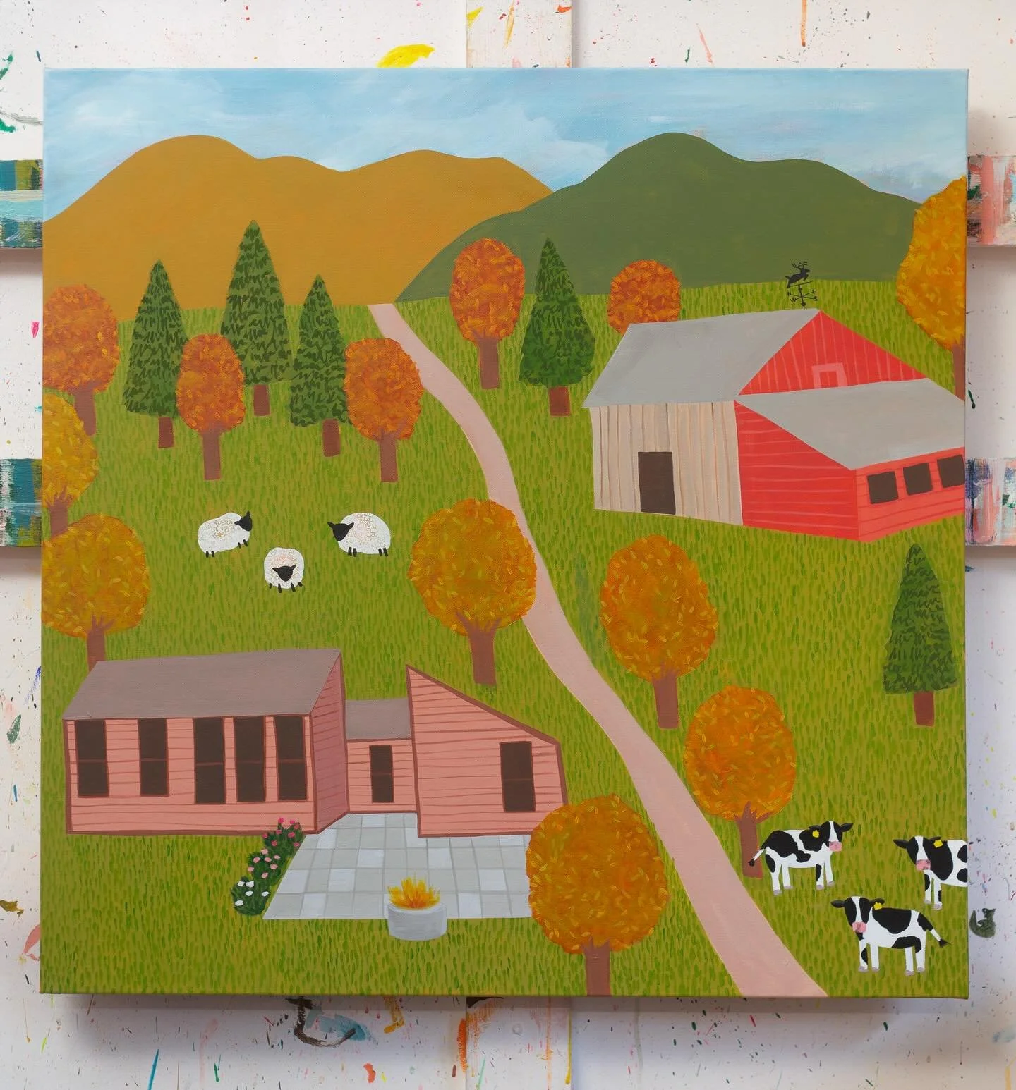 More landscape commissions please! I absolutely love this piece inspired by a family&rsquo;s property in Vermont 🐄
