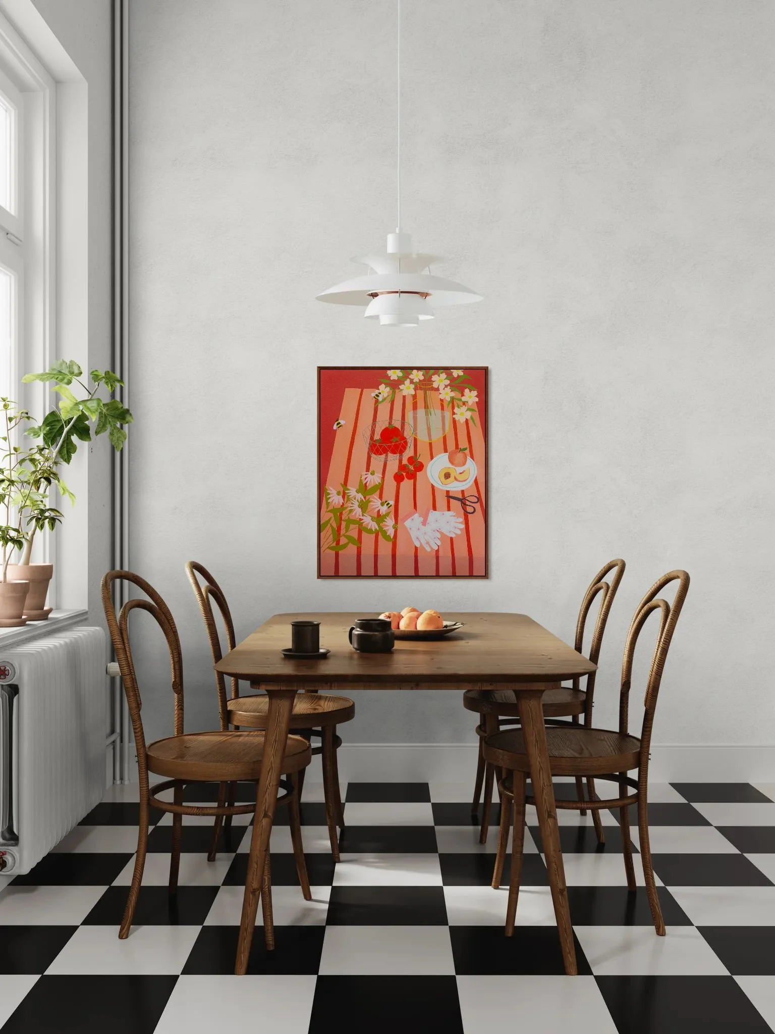 Classic dining room with checkerboard floor.jpeg