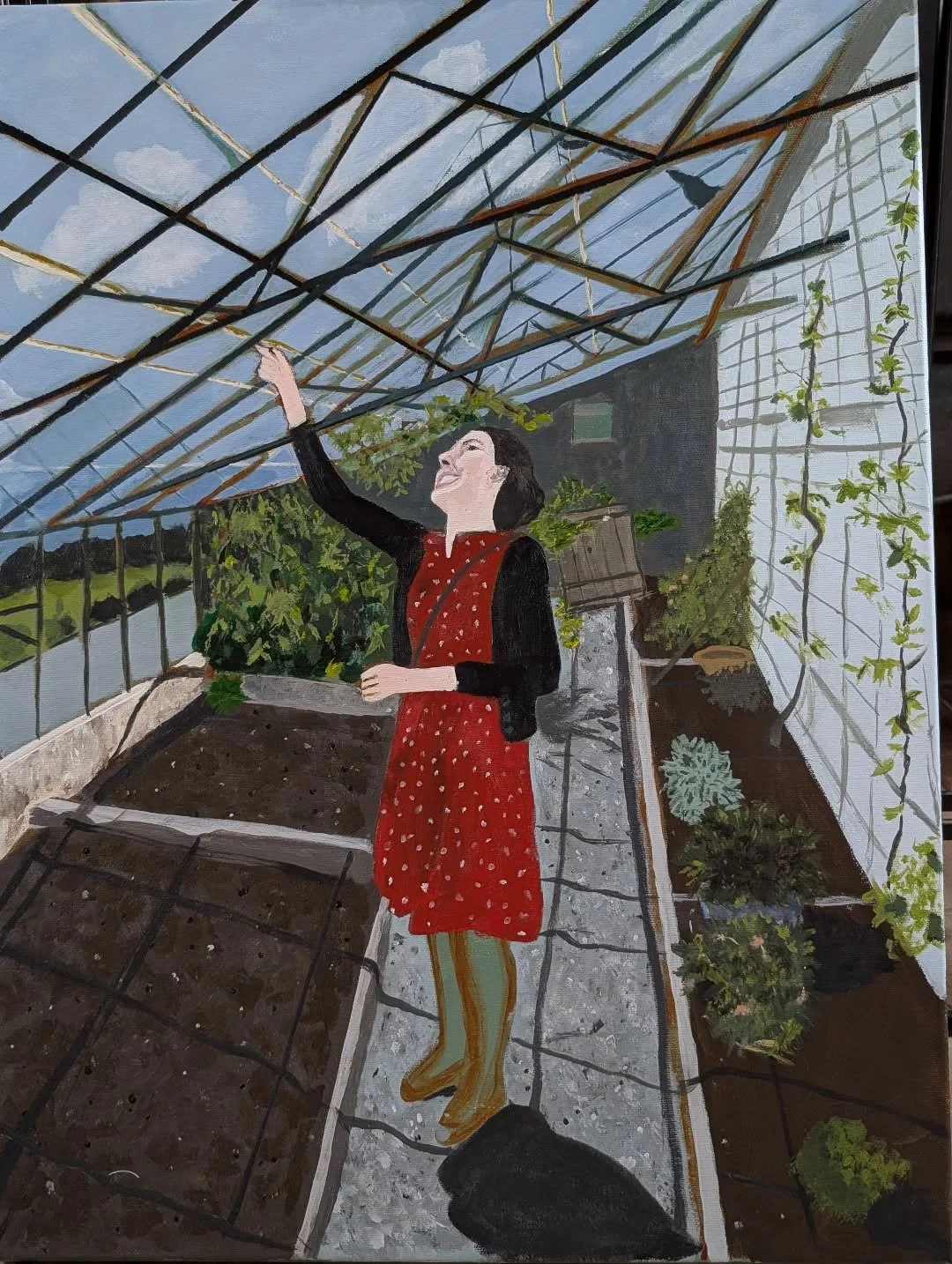 Here is a new painting. 
@theresefallon in the greenhouse @russborough 
I've been working on this one for the last three weeks.
I've really enjoyed watching it come together.
It reminds me a lot of recording audio.
A series of sessions to conjure up 