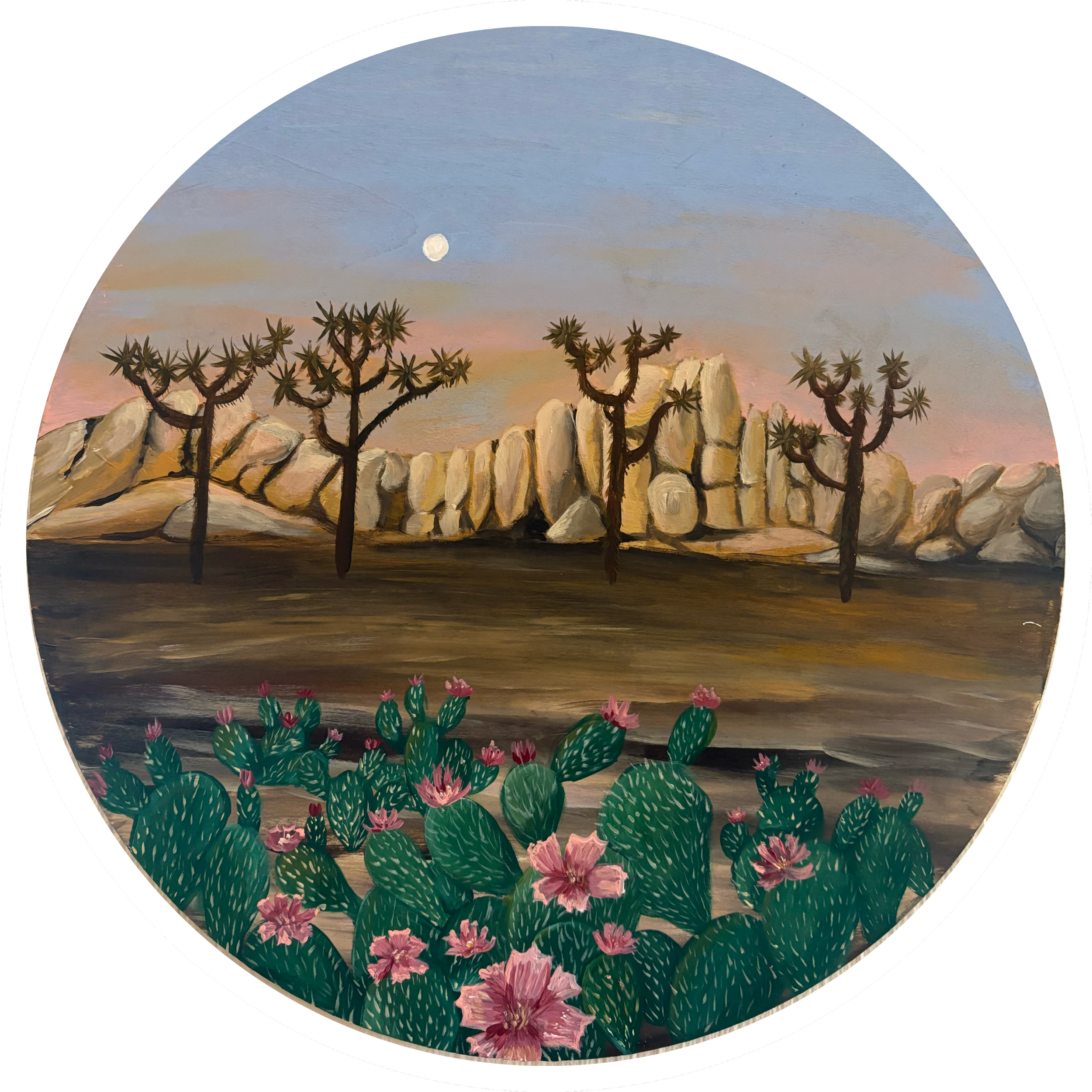 "Joshua Tree" 
15x15" Acrylic on Wood
"Wild Flowers" Series- 2025