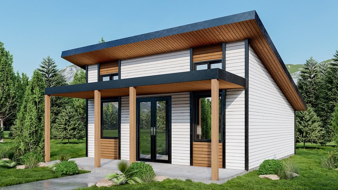 The Alpine - Starting at $299,600 lock up packages - 2 bed one bath. The two-bedroom layout offers privacy and functionality, soaring ceilings and abundant natural light. Built with our SIP building system, it delivers sophisticated comfort in a perf