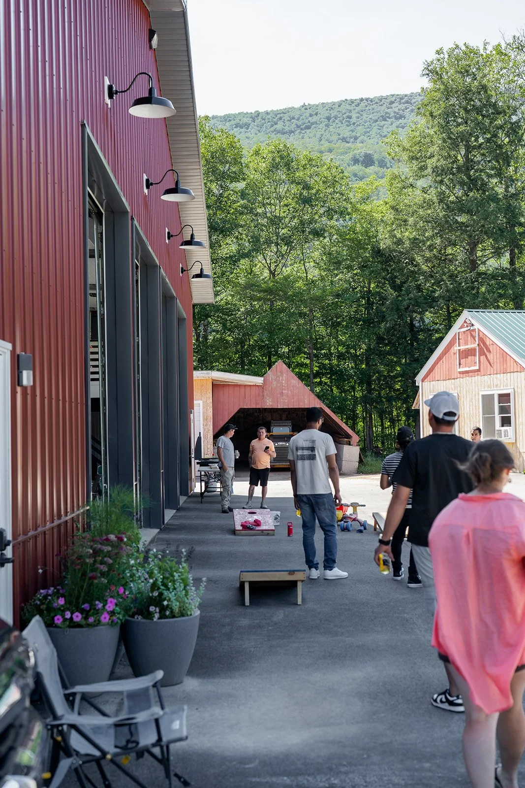 Team members at Lawrence Property Management company picnic in Dorset, Vermont