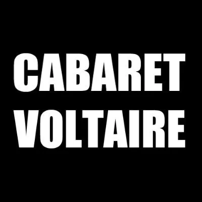 Texto en fondo negro que dice 'CABARET VOLTAIRE' en letras blancas y mayúsculas.