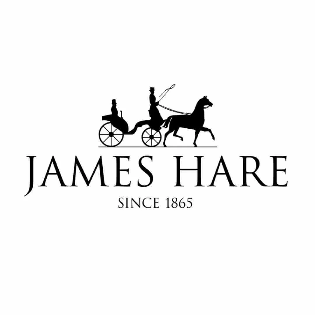 James Hare logo - black silhouette of horse and carriage above the text James Hare Since 1865 on a white background