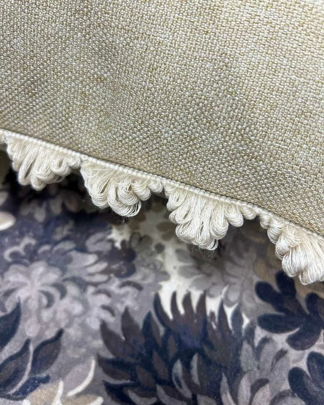 Handmade cushion with Laura Ashley trim detail