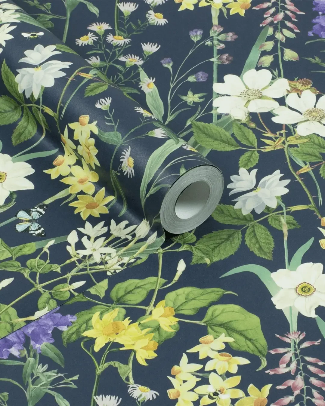 Esselle Home wallpaper example - RHS Navy flower medley collab