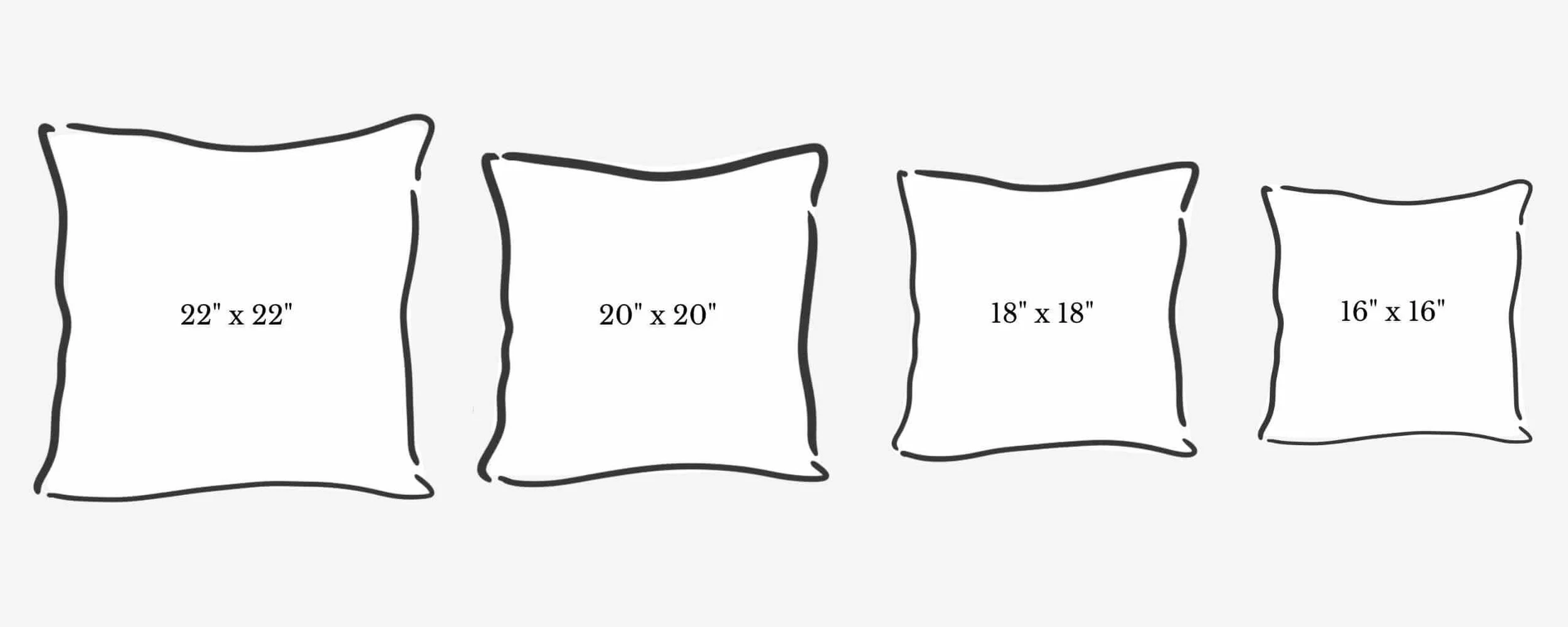 Aconite Interiors cushion Inner size guide diagram