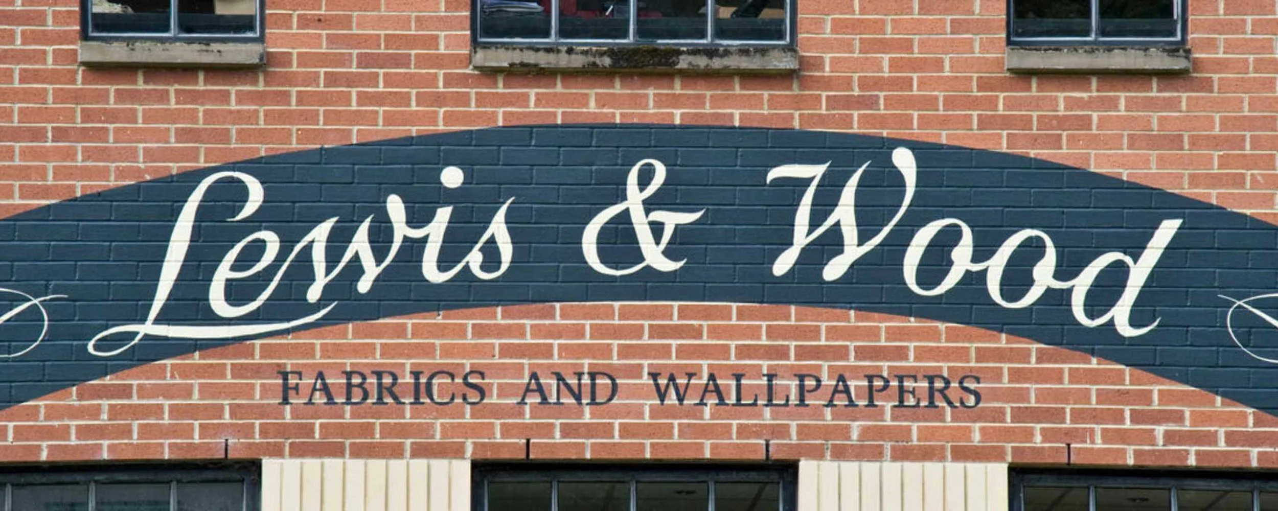 Lewis & Wood Fabrics and Wallpapers signage at their HQ