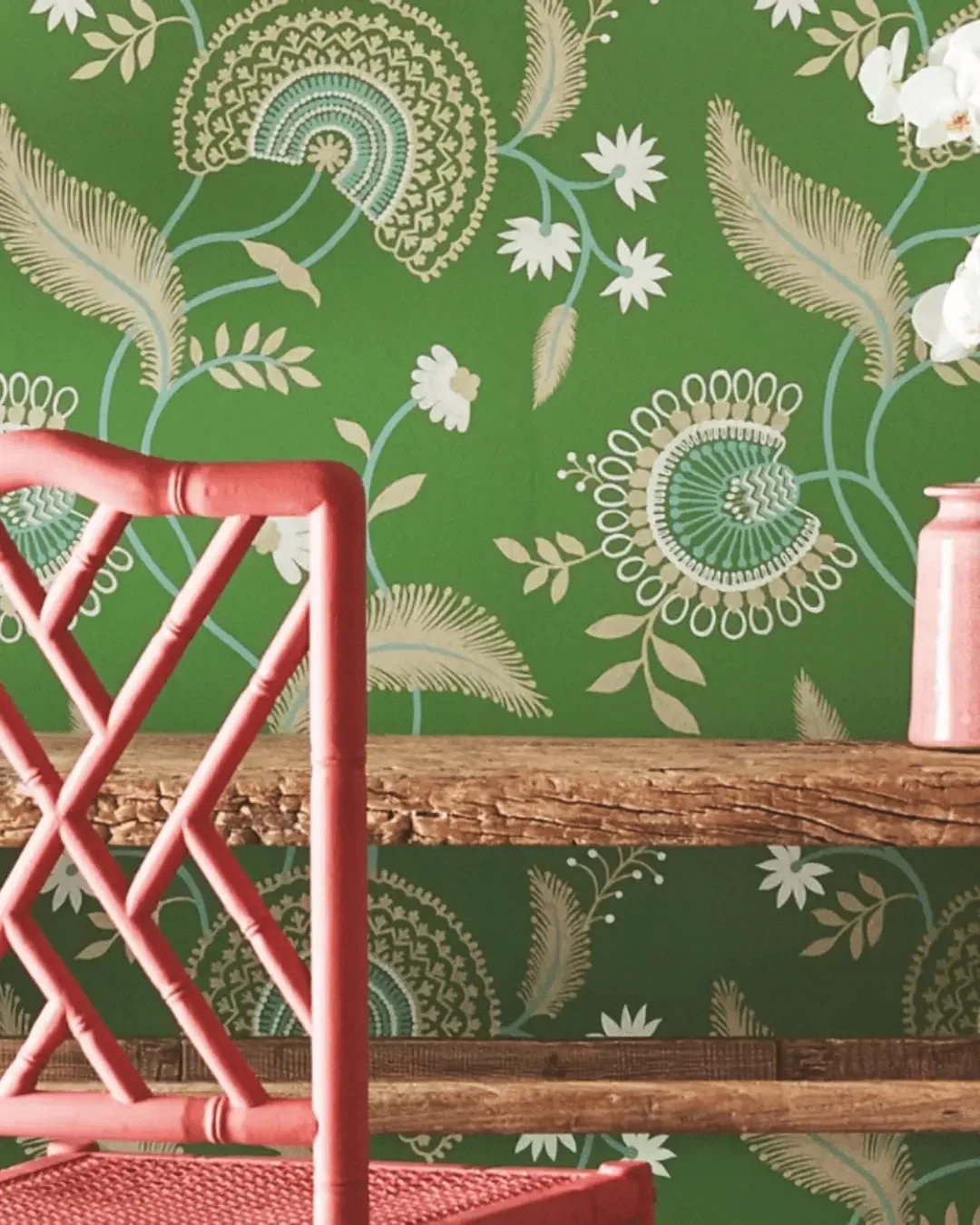 Sanderson wallpaper example - bold green pattern