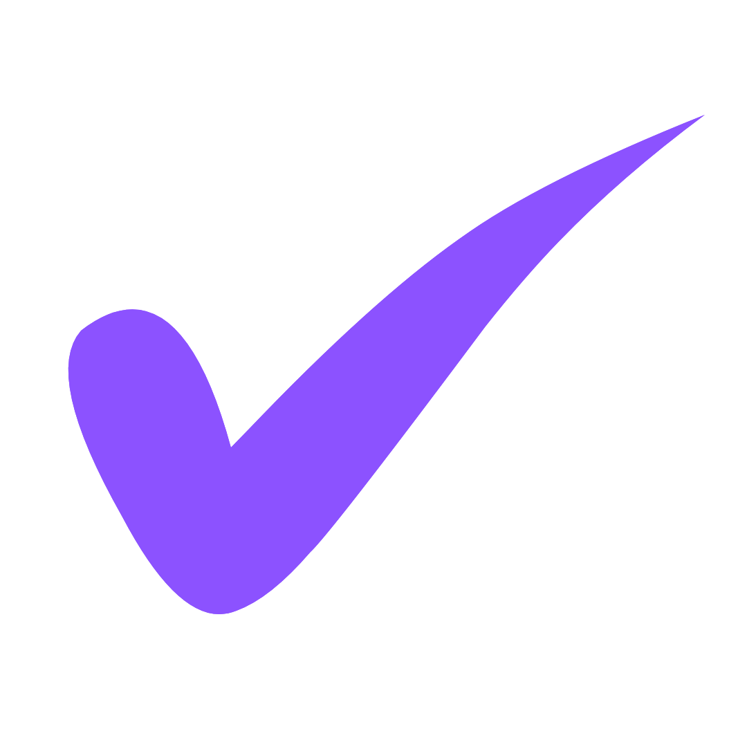 A purple checkmark icon.