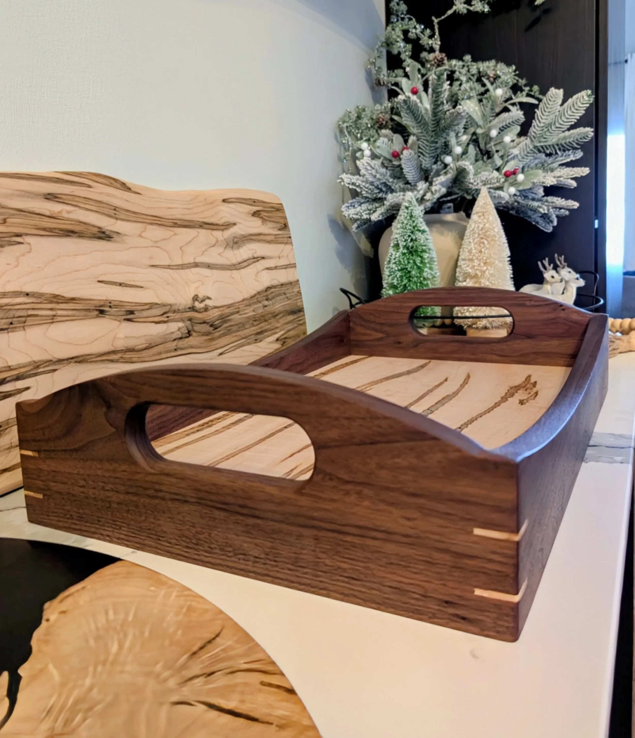 Black Walnut & Curly Ambrosia Maple Heirloom Serving Tray