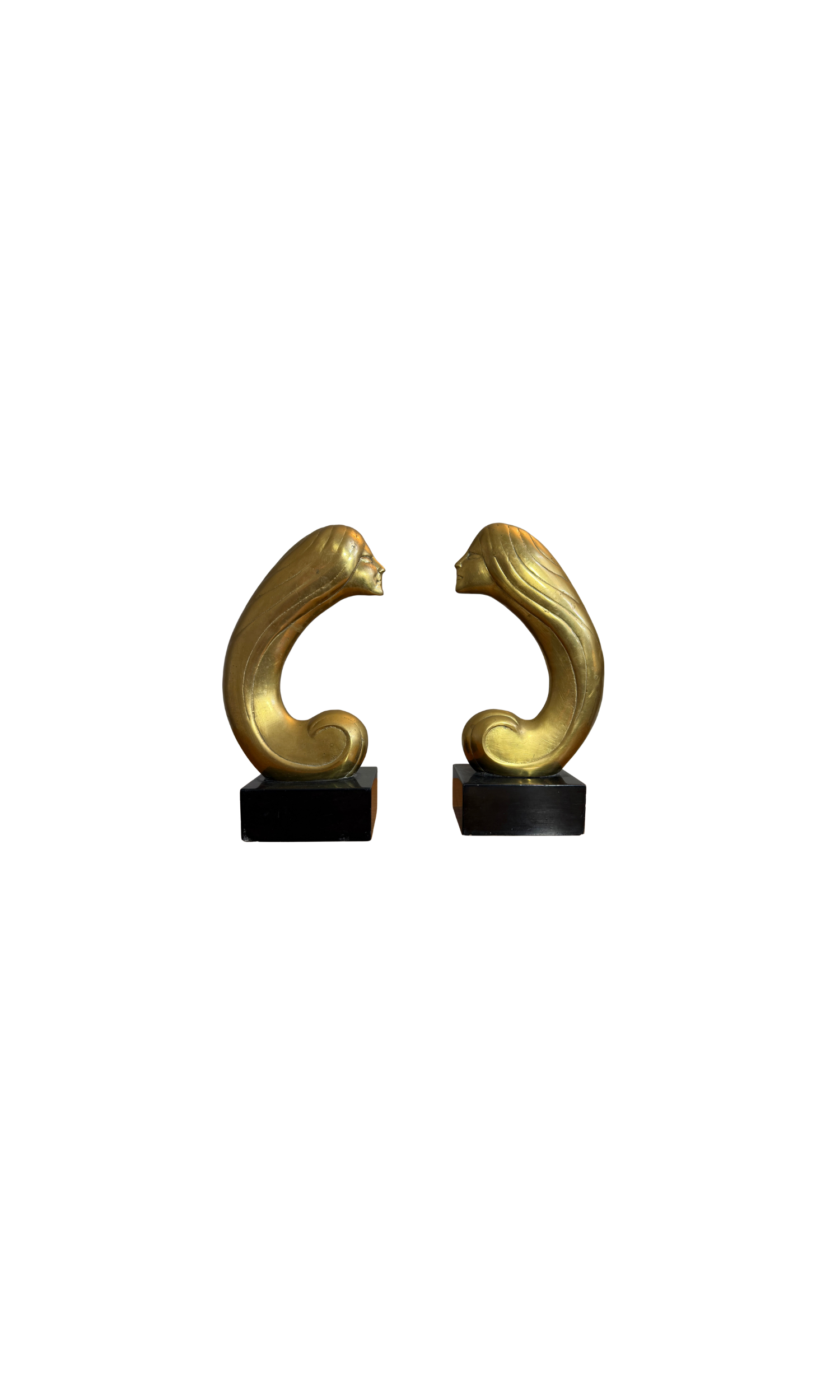 Art Deco Style Gilded Lady Bookends or Sculptures (Pair)