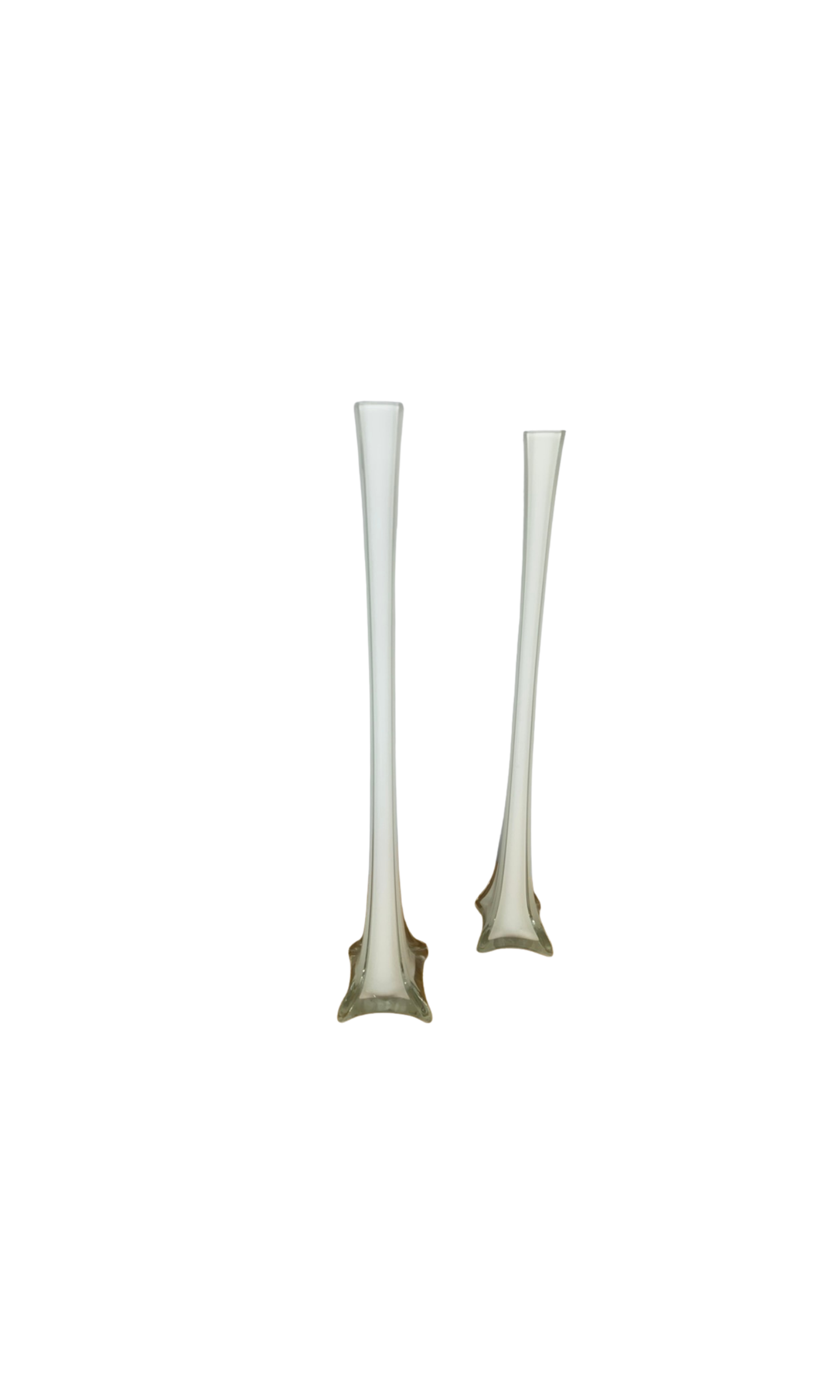 Mid-Century Clear Stretch Glass Swung Floor Vases (Pair)