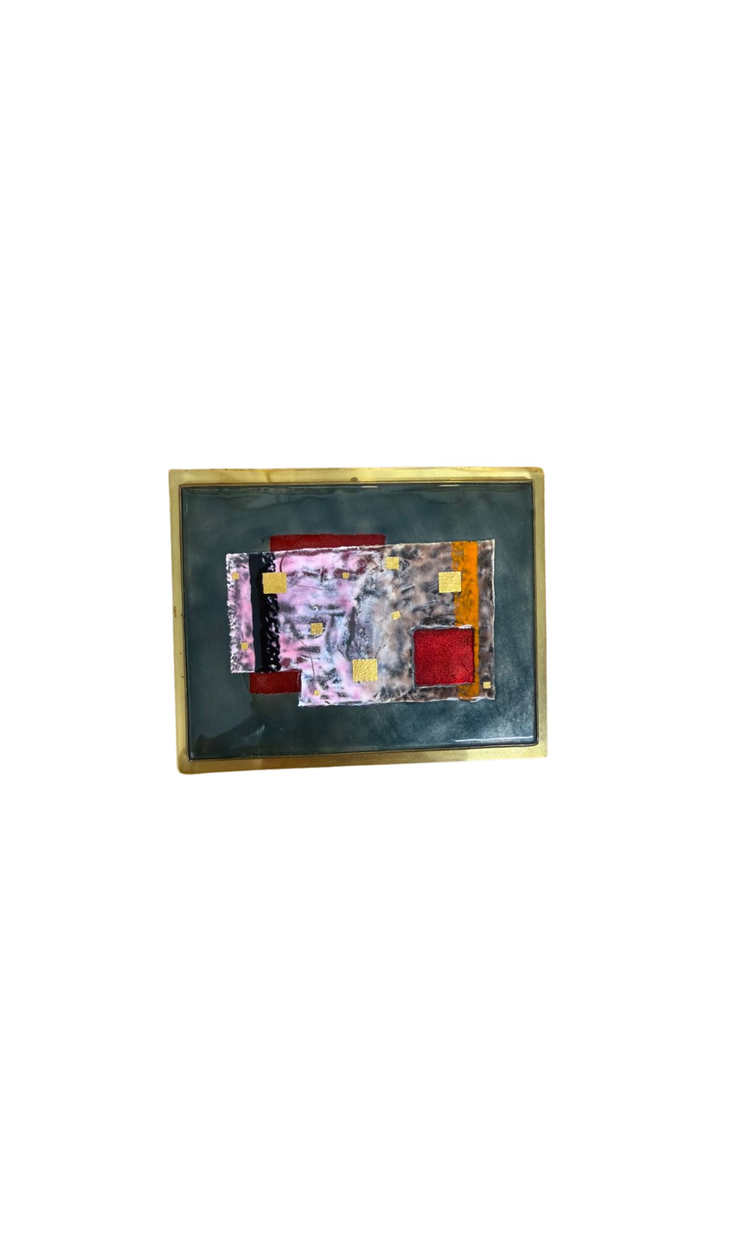 Mid-Century Abstract Mixed-Media & Brass Decorative Box