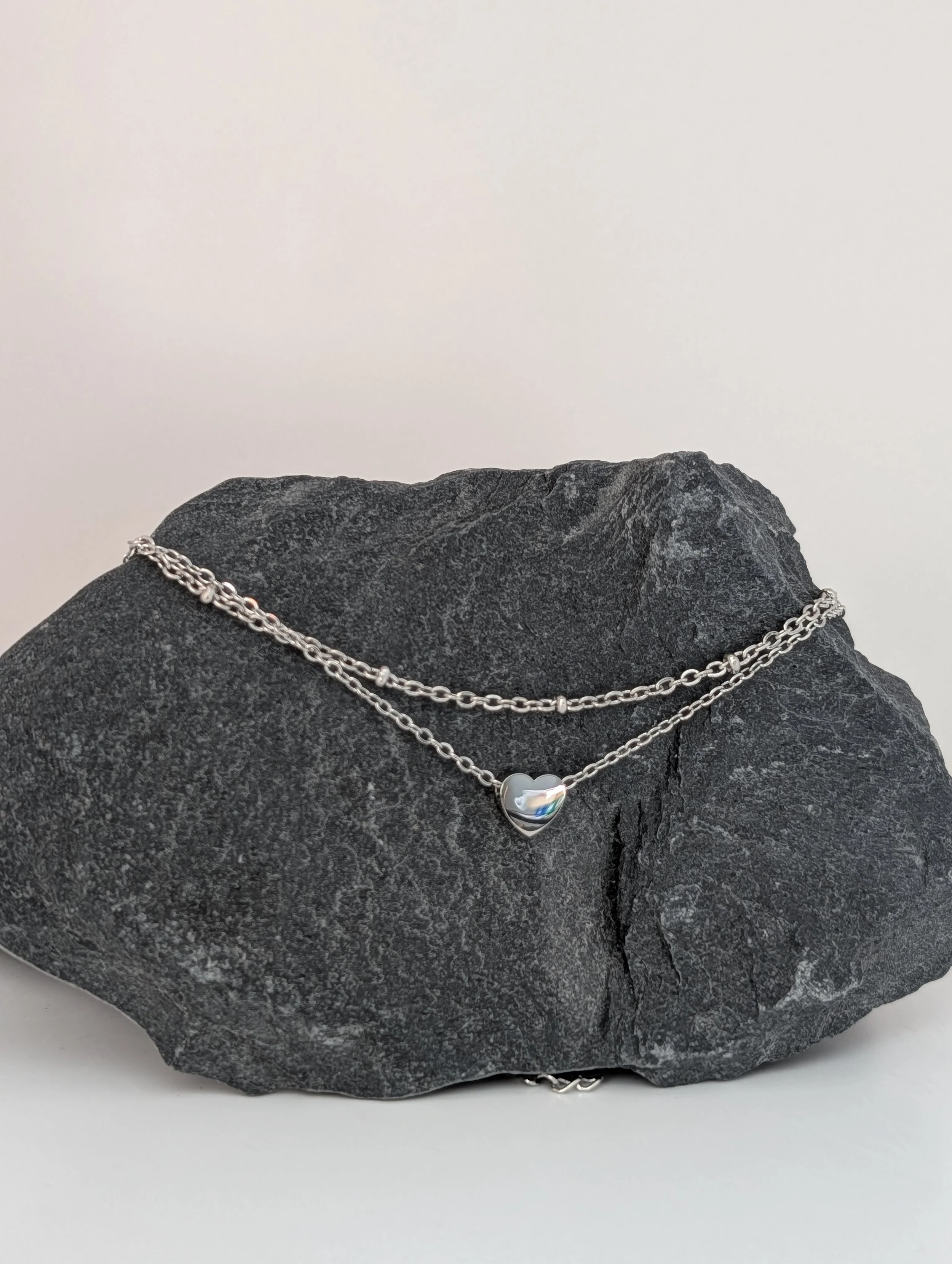 Dainty Heart Double Chain Anklet