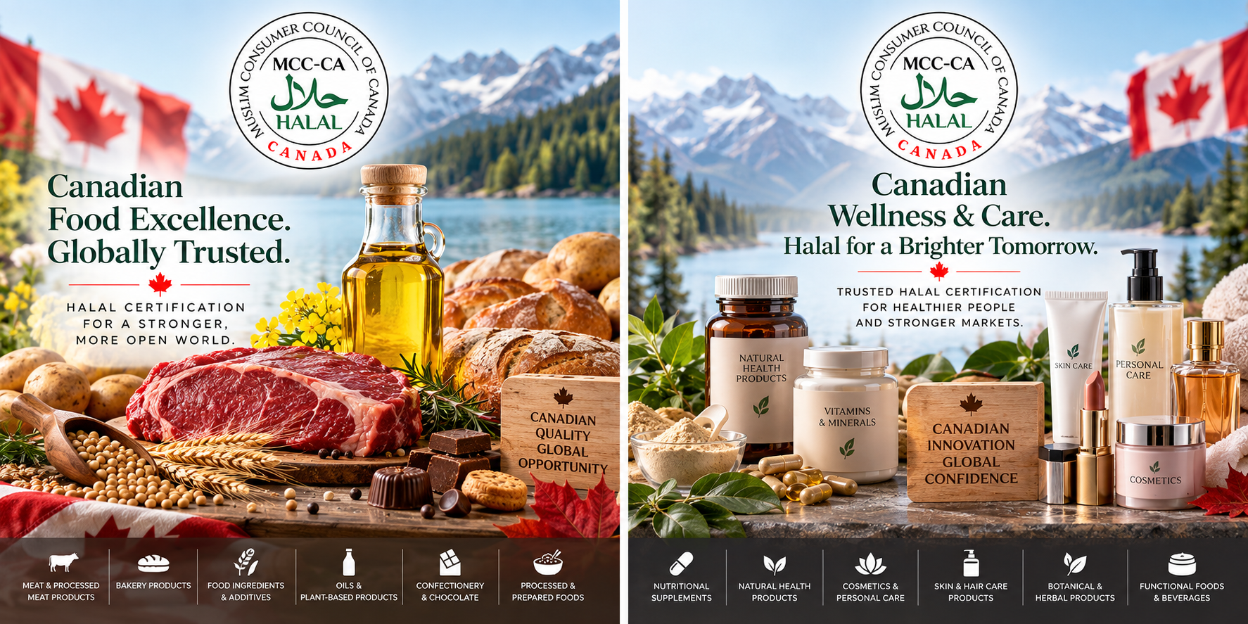 Canadian Halal certification for food, supplements, natural health products and cosmetics by MCC-CA